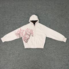 Derschutze New Cherry Blossom Embroidered Hooded Jacket