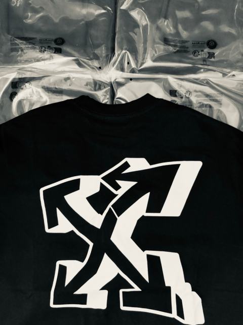 1:1 Top Quality OW Twisted Arrow Print Black Tee