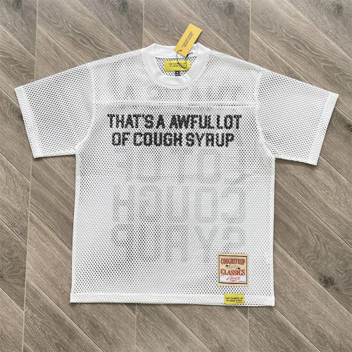 1:1 Top Quality That's A Awful Lot of Cough Syrup Letter Printed Mesh Breathable Short Sleeve Tee