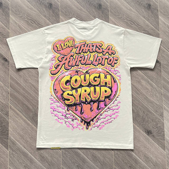 1:1 Quality That's A Awful Lot of Cough Syrup Heart Printed Cotton Casual Short Sleeve T-Shirt