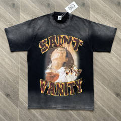 1:1 Top Quality Saint Vanity SV Flower Girl Tee Black Floral Print Short Sleeve T-shirt