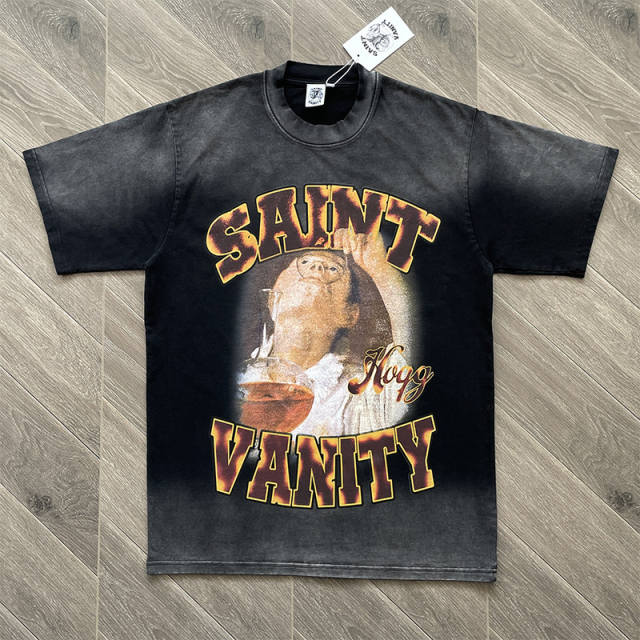 1:1 Top Quality Saint Vanity SV Flower Girl Tee Black Floral Print Short Sleeve T-shirt