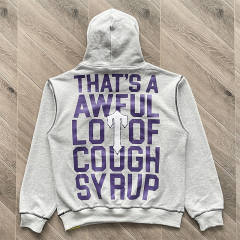 1:1 Top Quality That's A Awful Lot of Cough Syrup  Zip Up Hoodie Pants Grey