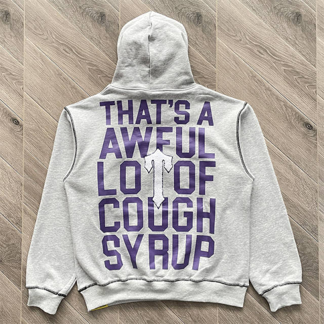 1:1 Top Quality That's A Awful Lot of Cough Syrup  Zip Up Hoodie Pants Grey