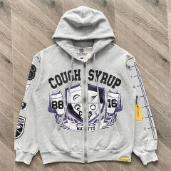 1:1 Top Quality That's A Awful Lot of Cough Syrup  Zip Up Hoodie Pants Grey