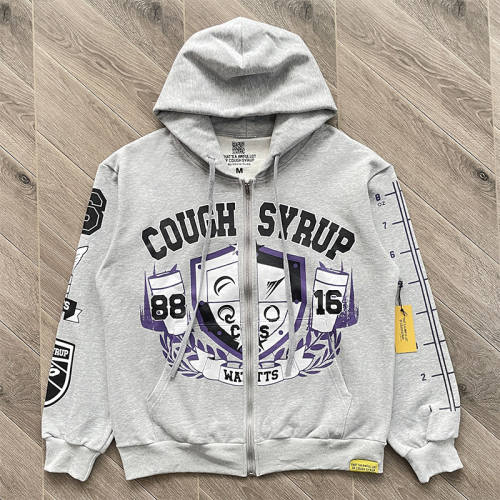 1:1 Top Quality That's A Awful Lot of Cough Syrup  Zip Up Hoodie Pants Grey