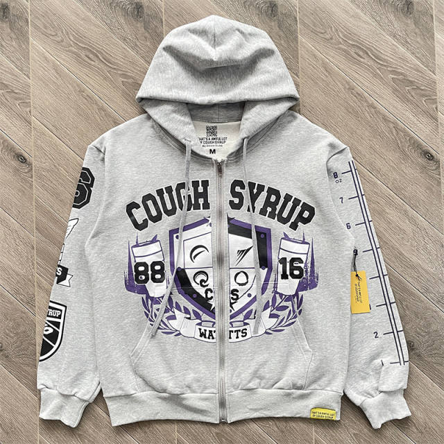 1:1 Top Quality That's A Awful Lot of Cough Syrup  Zip Up Hoodie Pants Grey