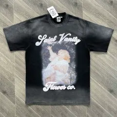 1:1 Top Quality Saint Vanity SV Flower Girl Tee Black Floral Print Short Sleeve T-shirt