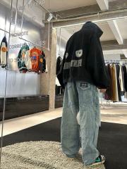 1:1 Top Quality Thug Club Radial Stitch Wide Leg Jeans