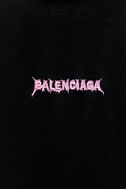 BLCG Pink Drip Gothic Logo Embroidered Black T-shirt