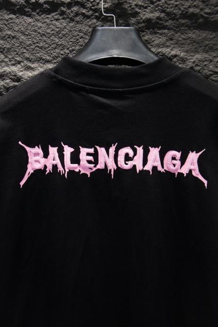 BLCG Pink Drip Gothic Logo Embroidered Black T-shirt