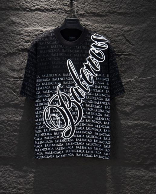 BLCG Pink Drip Gothic Logo Embroidered Black T-shirt