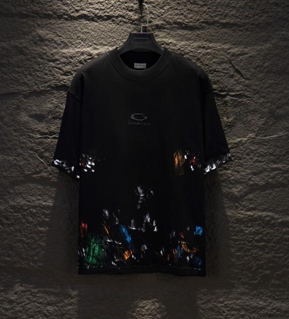 BLCG Graffiti Paint Splatter Print Oversized Cotton T-shirt