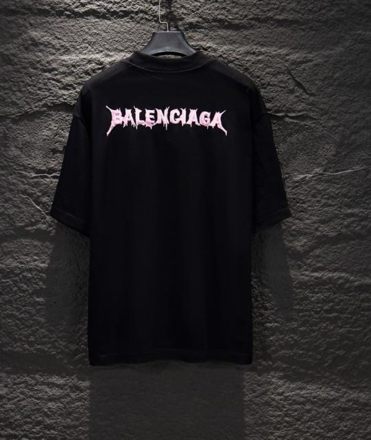 BLCG Pink Drip Gothic Logo Embroidered Black T-shirt