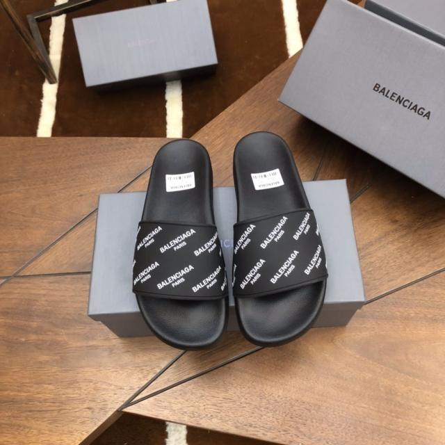 BLCG All-Over Logo Print Black Slides