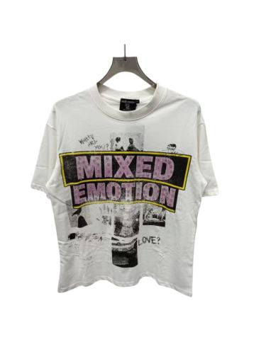 Rhinestone Collage Print T-Shirt - Letter Vintage Washed tee 28978789