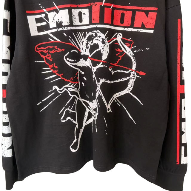 Red and White Letter Angel Print Long Sleeve T-Shirt 28632437