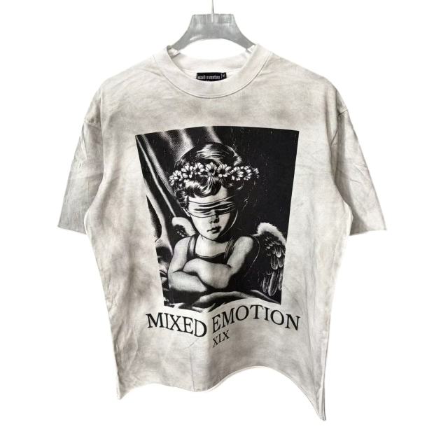Blindfolded Angel Print T-Shirt - Vintage Washed Streetwear tee 28978770
