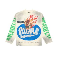 Baggy Streetwear Fire Angel & Green Sleeve Print Long Sleeve T-Shirt 2 colors 29069105
