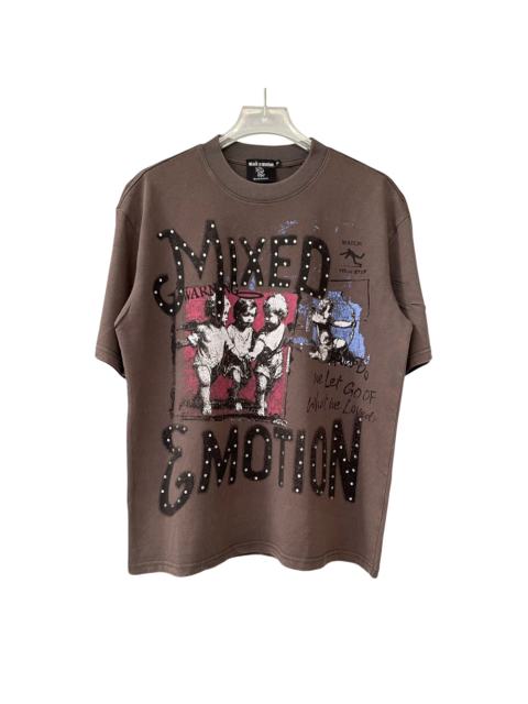 Rhinestone Angel Print T-Shirt -Letter Vintage Dark Brown Washed tee 28978803