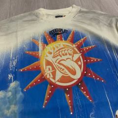 Washed Beige Streetwear with Sun Skeleton & Mushroom Graphic Print Long Sleeve T-Shirt 29069100
