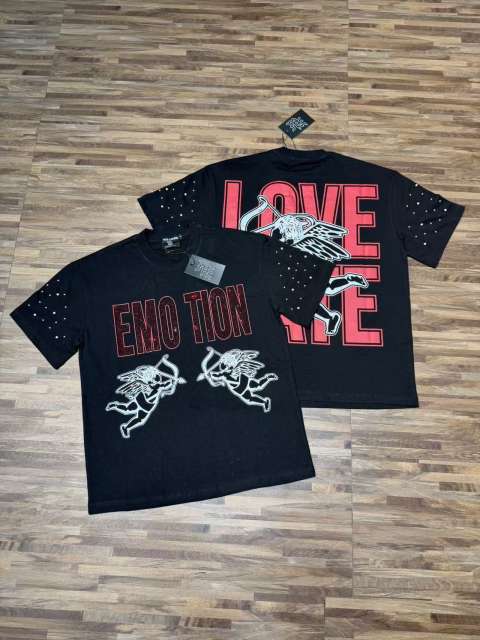 Double-sided wear love and hate Cupid rivet large logo high street lazy style T-shirt 29065224