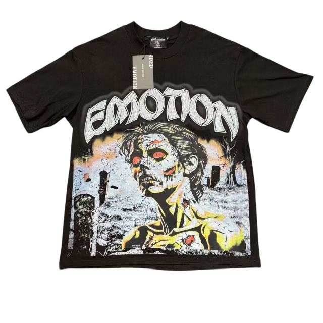 Zombie Graveyard Rhinestone Print T-Shirt - Oversized Streetwear tee 28978766