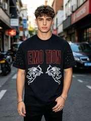 Double-sided wear love and hate Cupid rivet large logo high street lazy style T-shirt 29065224