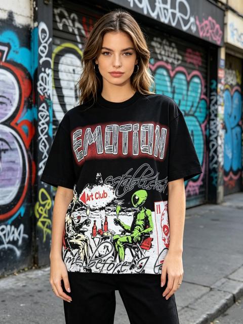 American-style sci-fi themed light luxury short-sleeved shirt 2 colors 29065659