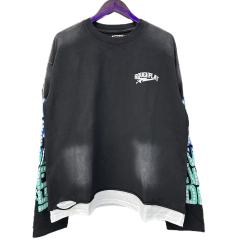 R Ruoeli Grocery Silver Hot Stamping Print Washed Version Long Sleeve T-Shirt 28758379