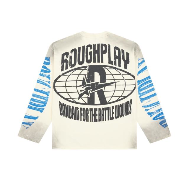 Washed Beige Streetwear with Sun Skeleton & Mushroom Graphic Print Long Sleeve T-Shirt 29069100