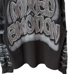 Rhinestone Letter Tombstone Zombie Print Long Sleeve T-Shirt 28700550