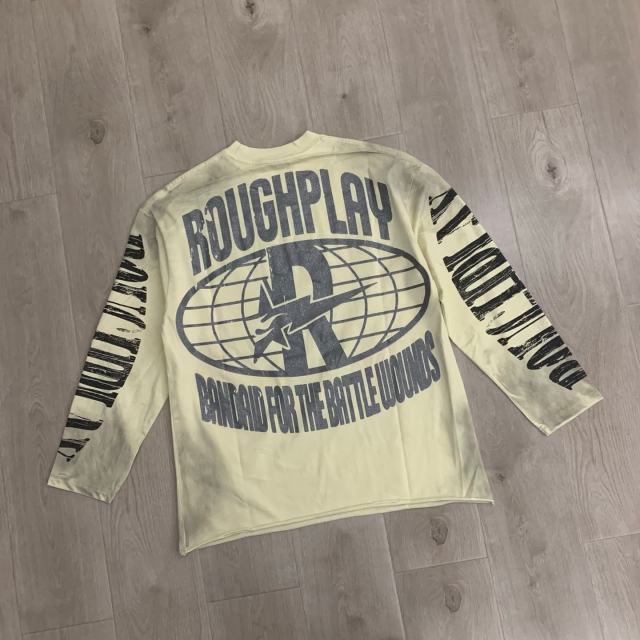Washed Cream Streetwear with Astronaut Mars Print & Roughplay Logo Long Sleeve T-Shirt 29069115