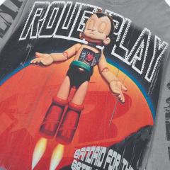 Baggy Distressed Retro Grunge with Bold Sleeve Text & Astro Boy Graphic Long Sleeve T-Shirt 29069104