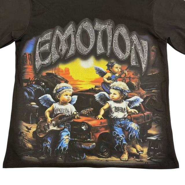 Angel Rhinestone Print T-Shirt - Oversized Streetwear tee 28978762
