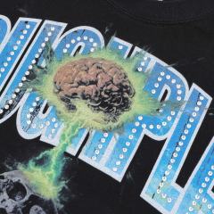 Yellow Sand Skull Rhinestone Print Washed Version Long Sleeve T-Shirt 28758388