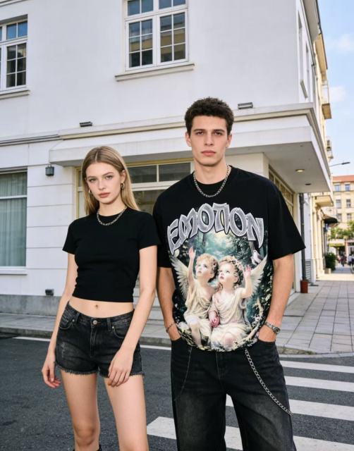 American-style vintage romantic angel short-sleeved shirt 29065330