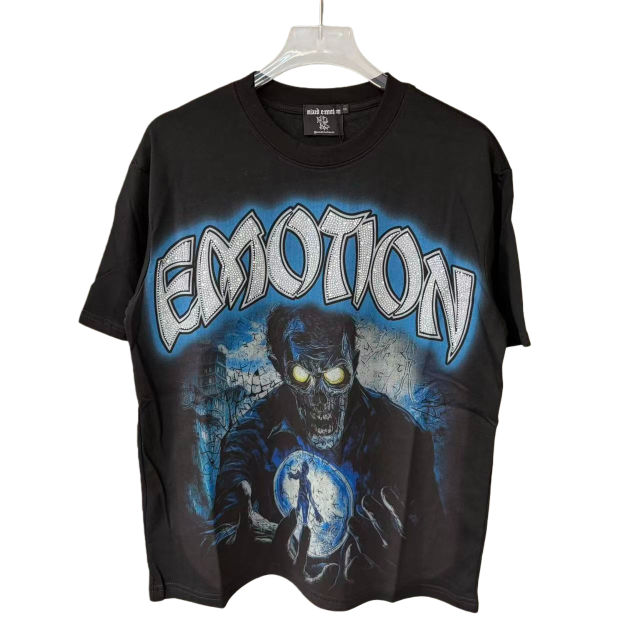 Portrait Print Rhinestone Letter Tee 28636677