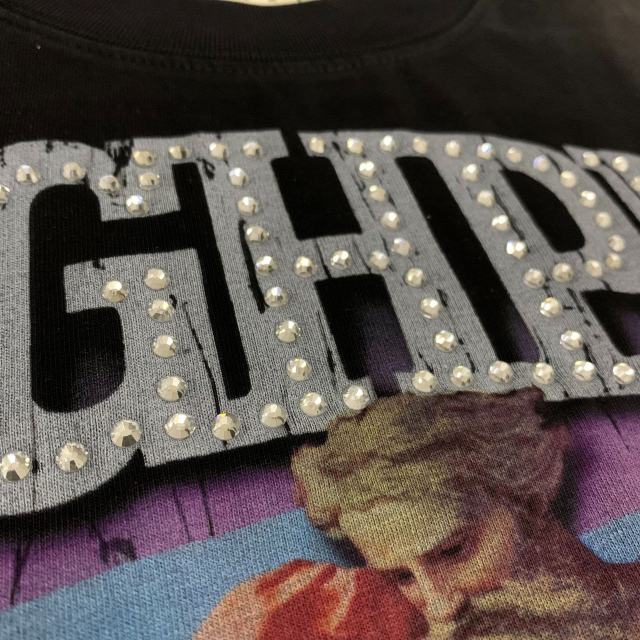 Praise to the Most High Rhinestone Print Washed Version Long Sleeve T-Shirt 28758389