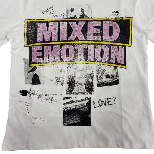 Rhinestone Collage Print T-Shirt - Letter Vintage Washed tee 28978789