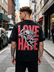 Double-sided wear love and hate Cupid rivet large logo high street lazy style T-shirt 29065224