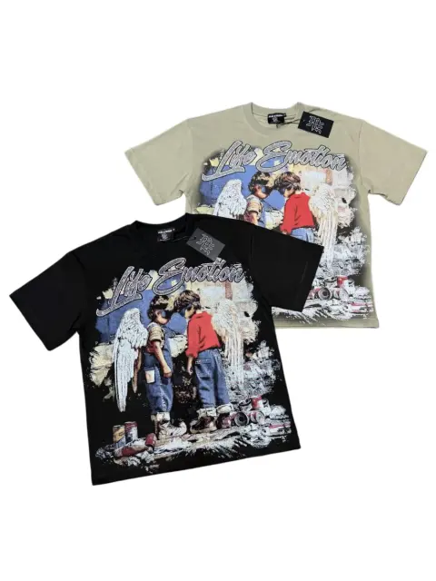 Street graffiti featuring twin angel children, in silver shimmer diamond-like style T-shirt 2 colors 29066636