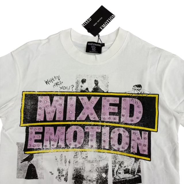 Rhinestone Collage Print T-Shirt - Letter Vintage Washed tee 28978789