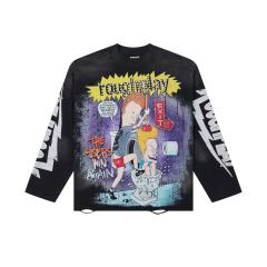 Y2K Retro Streetwear with 90s Beavis and Butt-Head Cartoon Print Long Sleeve T-Shirt 2 colors 29069108