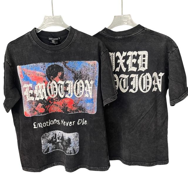 Vintage Washed Black Angel Print T-Shirt Rhinestone  Emotion  Oversized tee 28978821