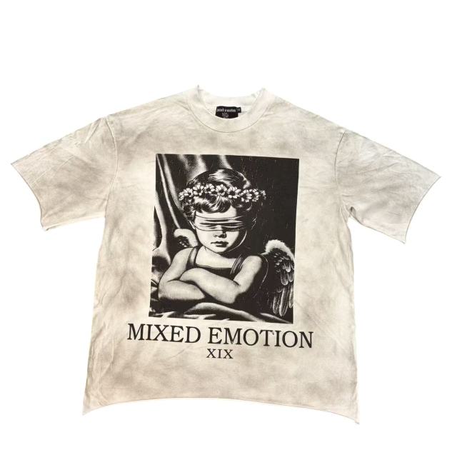 Blindfolded Angel Print T-Shirt - Vintage Washed Streetwear tee 28978770