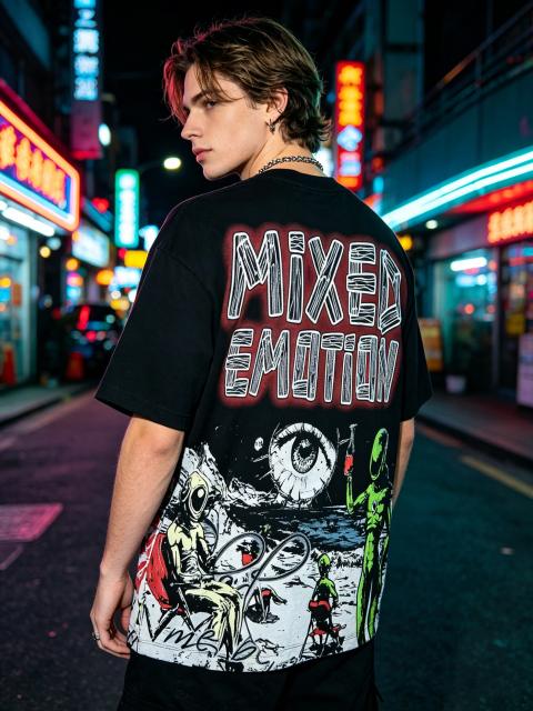 American-style sci-fi themed light luxury short-sleeved shirt 2 colors 29065659