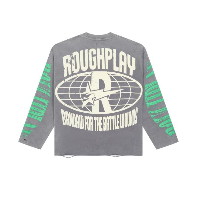 Baggy Streetwear Fire Angel & Green Sleeve Print Long Sleeve T-Shirt 2 colors 29069105