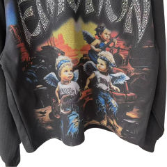 Sunrise Angel Printed Rhinestone Letter Waffle-Weave Long Sleeve T-Shirt 28700552