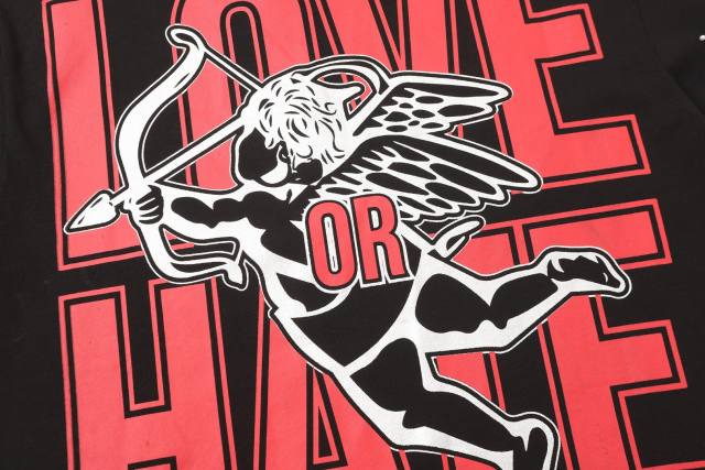 Double-sided wear love and hate Cupid rivet large logo high street lazy style T-shirt 29065224